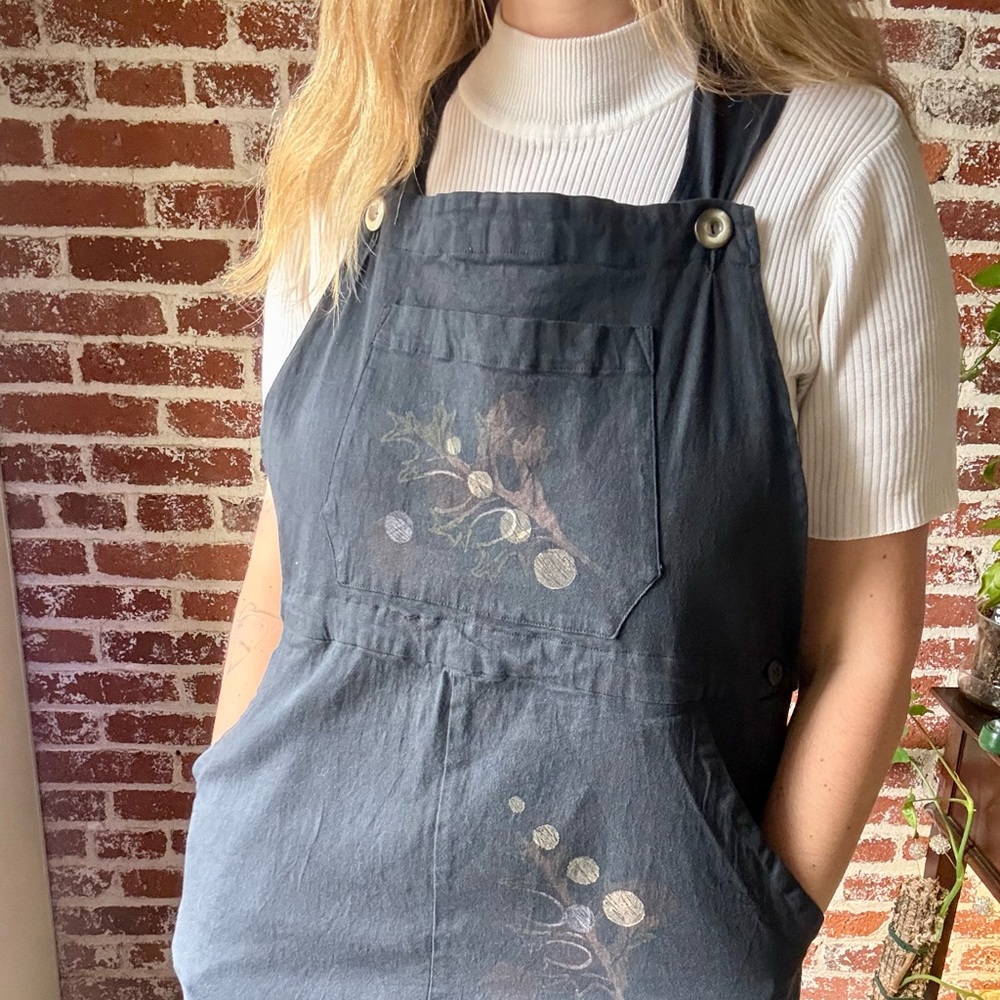 90s Blue Fish Hand Painted Dress by Jennifer Barclay - Picture 3 of 10